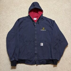 Tyndale FR Jacket Mens XL Navy Hooded Lined Flame Resistant Work Bomber USA